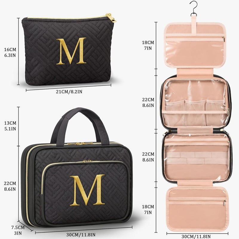 Qinline Personalized Gifts for Women, Initial Toiletry Bag Hanging Travel Organizer & Makeup Cosmetic Bag with Embroidery Letter Teacher Appreciation Gift Birthday Valentines Gifts for Mom Wife Friend Sister - Image 2